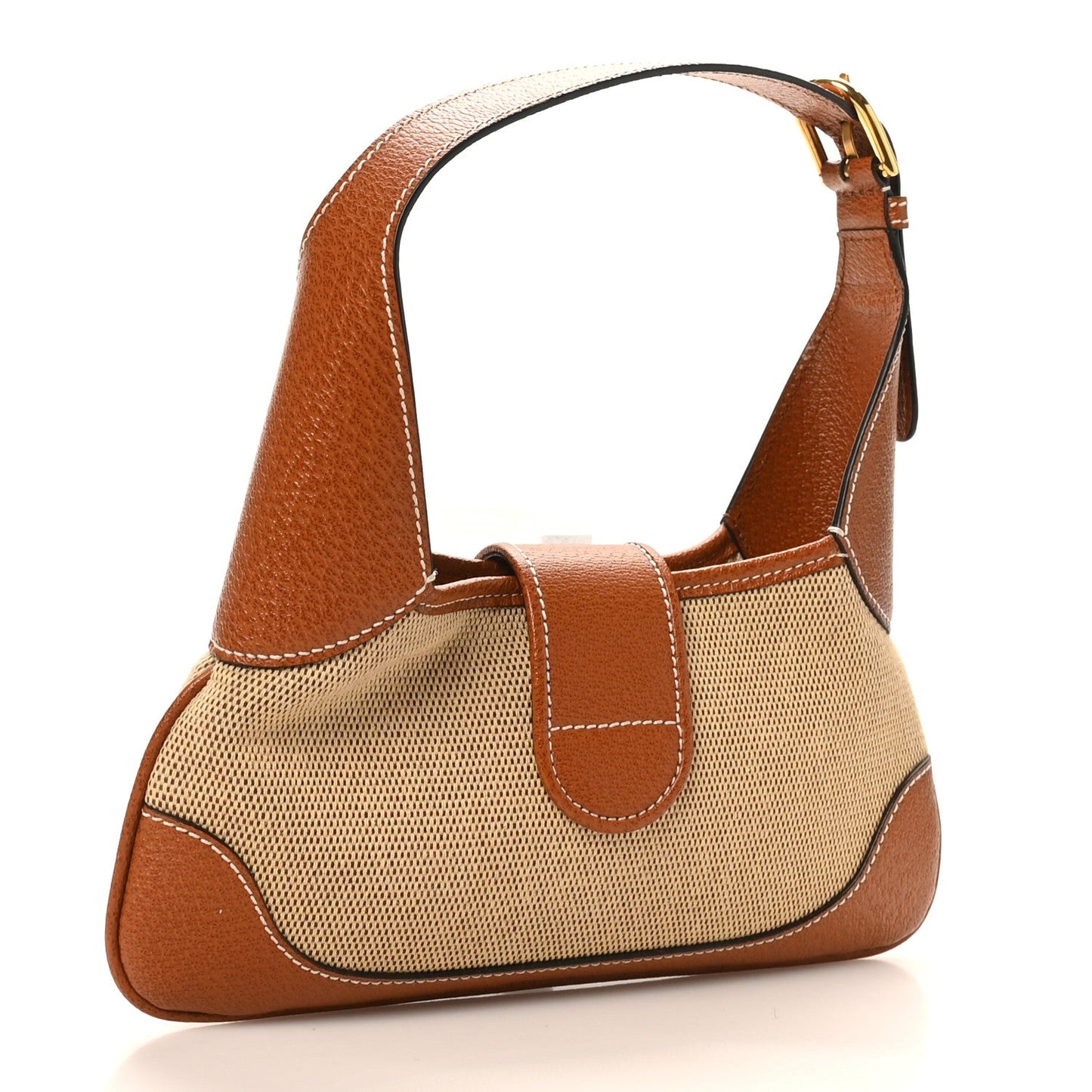 Canvas Textured Dollar Calfskin Small Aphrodite Shoulder Bag Beige Tan