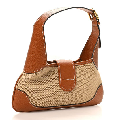 Canvas Textured Dollar Calfskin Small Aphrodite Shoulder Bag Beige Tan
