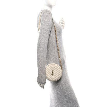 Grain De Poudre Matelasse Chevron Quilted Round Vinyle Camera Bag Crema Soft