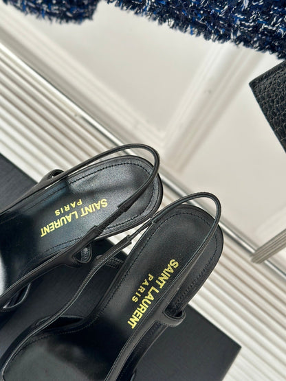 SL JEANNE SLINGBACK PUMPS BLACK CALFSKIN