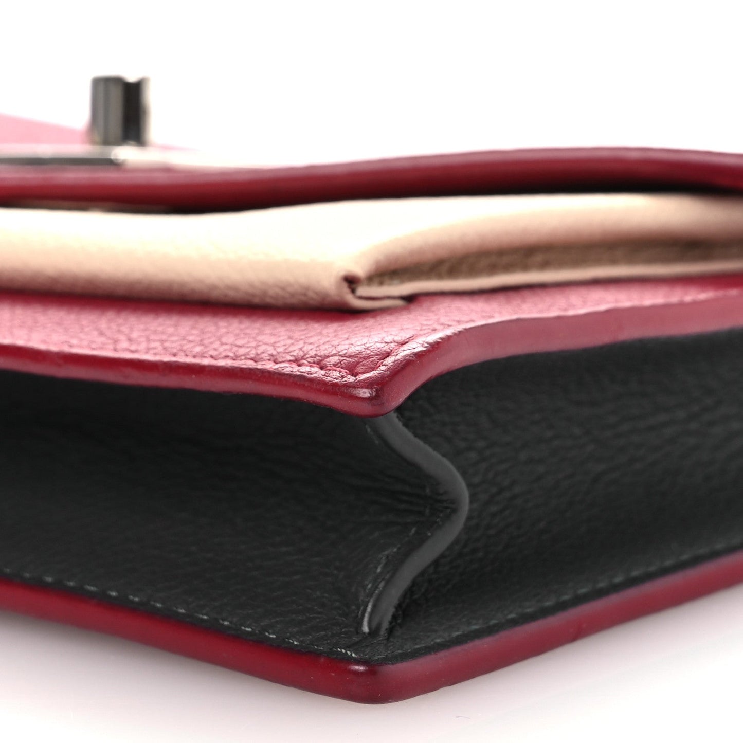 Calfskin My Lockme Chain Pochette Lie De Vin Etain Creme