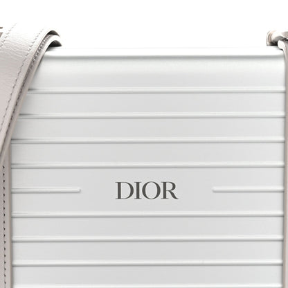 X RIMOWA Aluminum Personal Clutch On Strap Silver