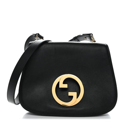 Roxy Calfskin Web Medium Blondie Top Handle Shoulder Flap Bag Black