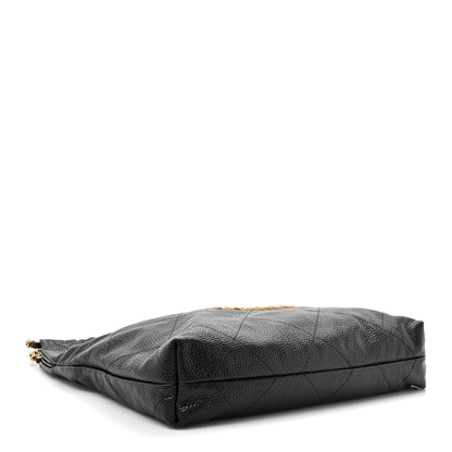 Shiny Caviar Quilted Chanel 22 Black