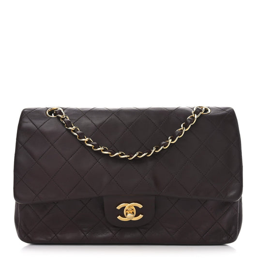 Lambskin Quilted Medium Double Flap Burgundy