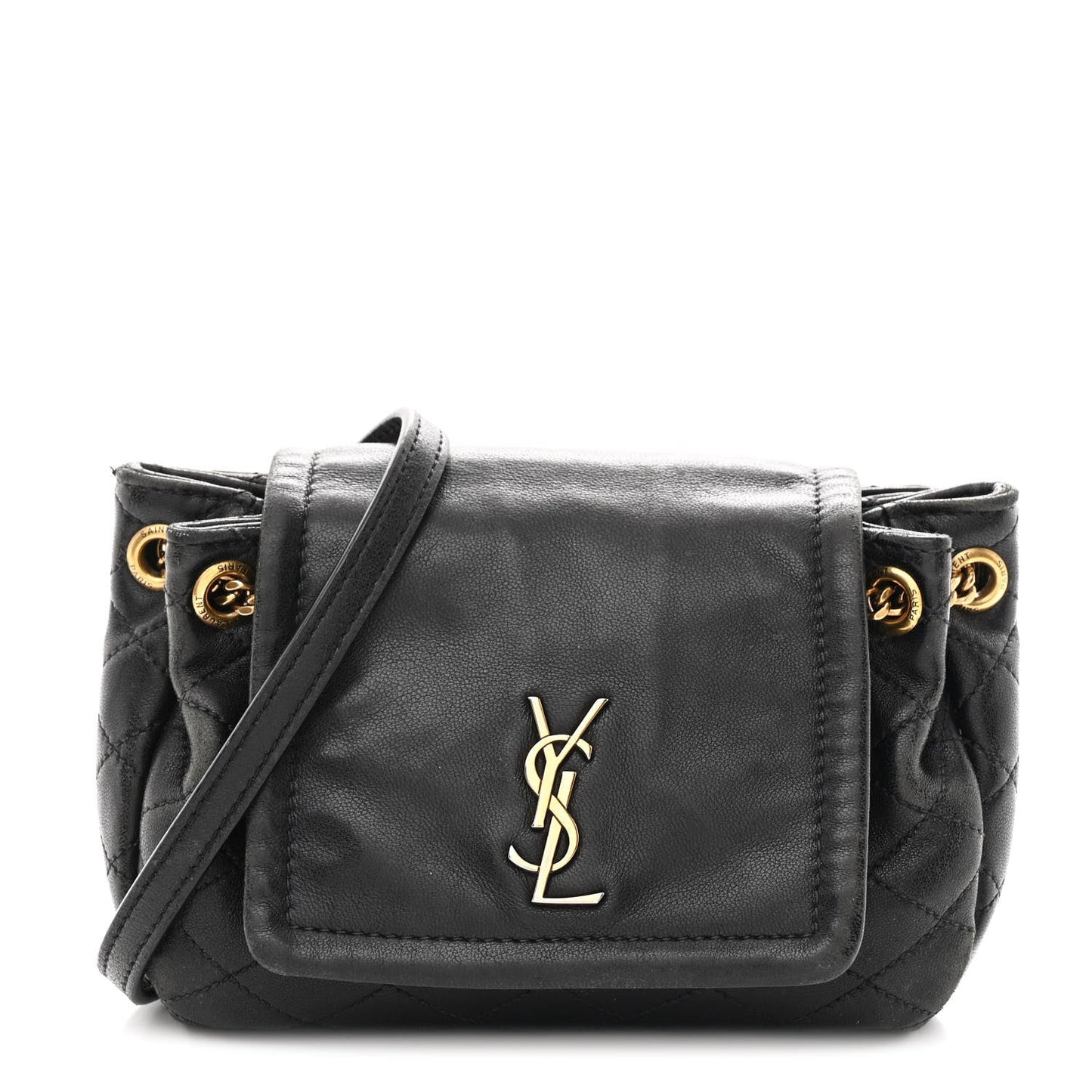 Lambskin Quilted Monogram Mini Nolita Black