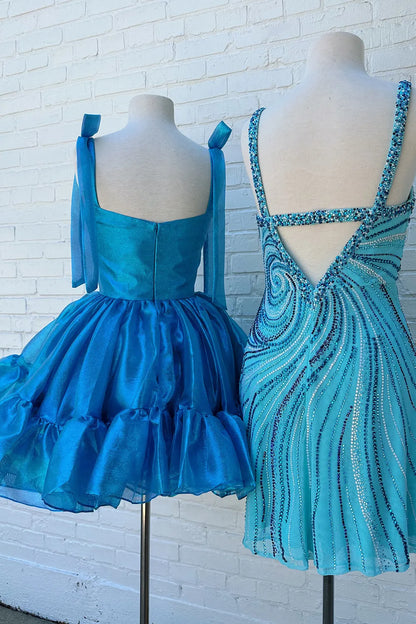 Charming A-Line Organza Mini Dress with Ribbon Straps Barbie Inspired Homecoming Dress