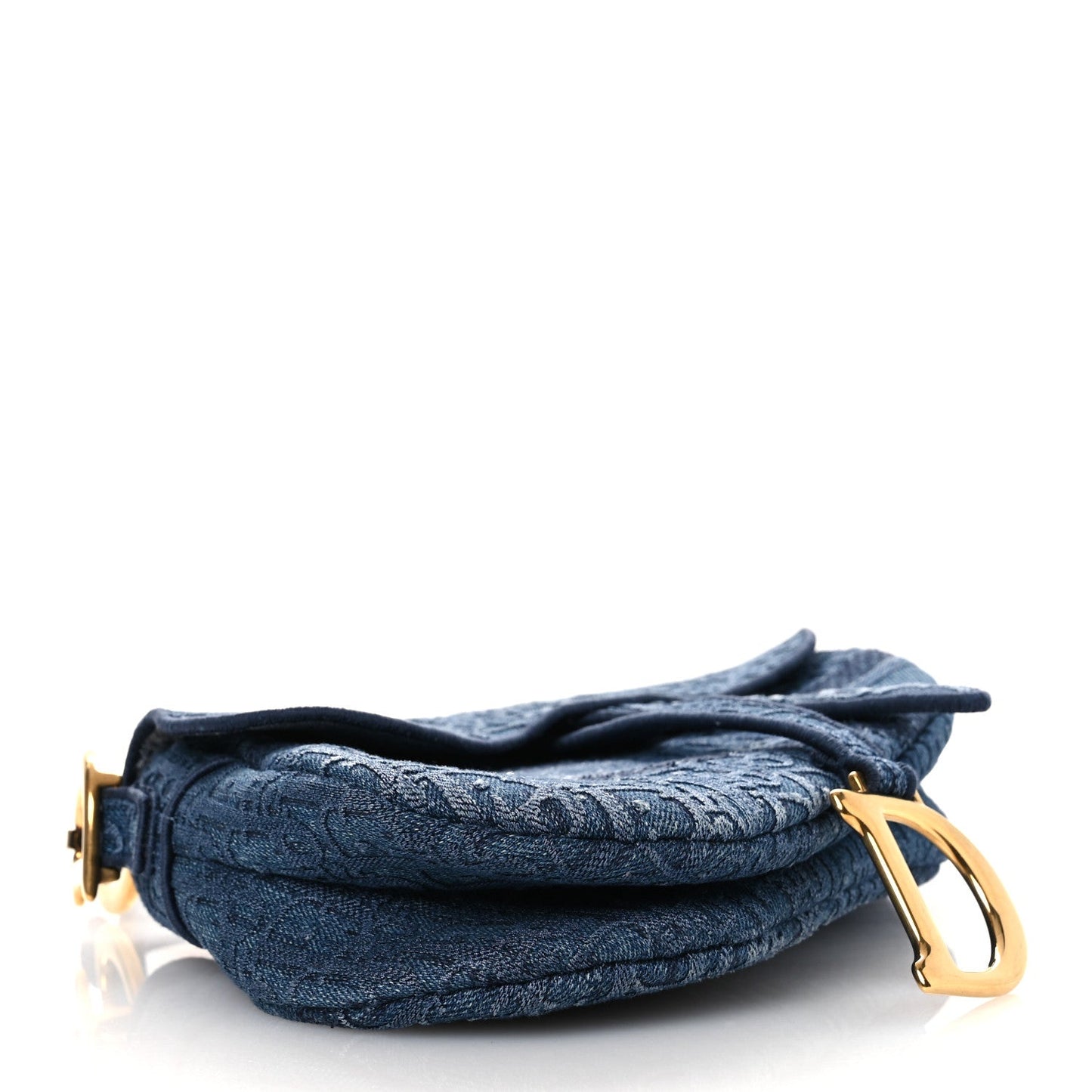 Oblique Embroidered Saddle Bag Denim Blue