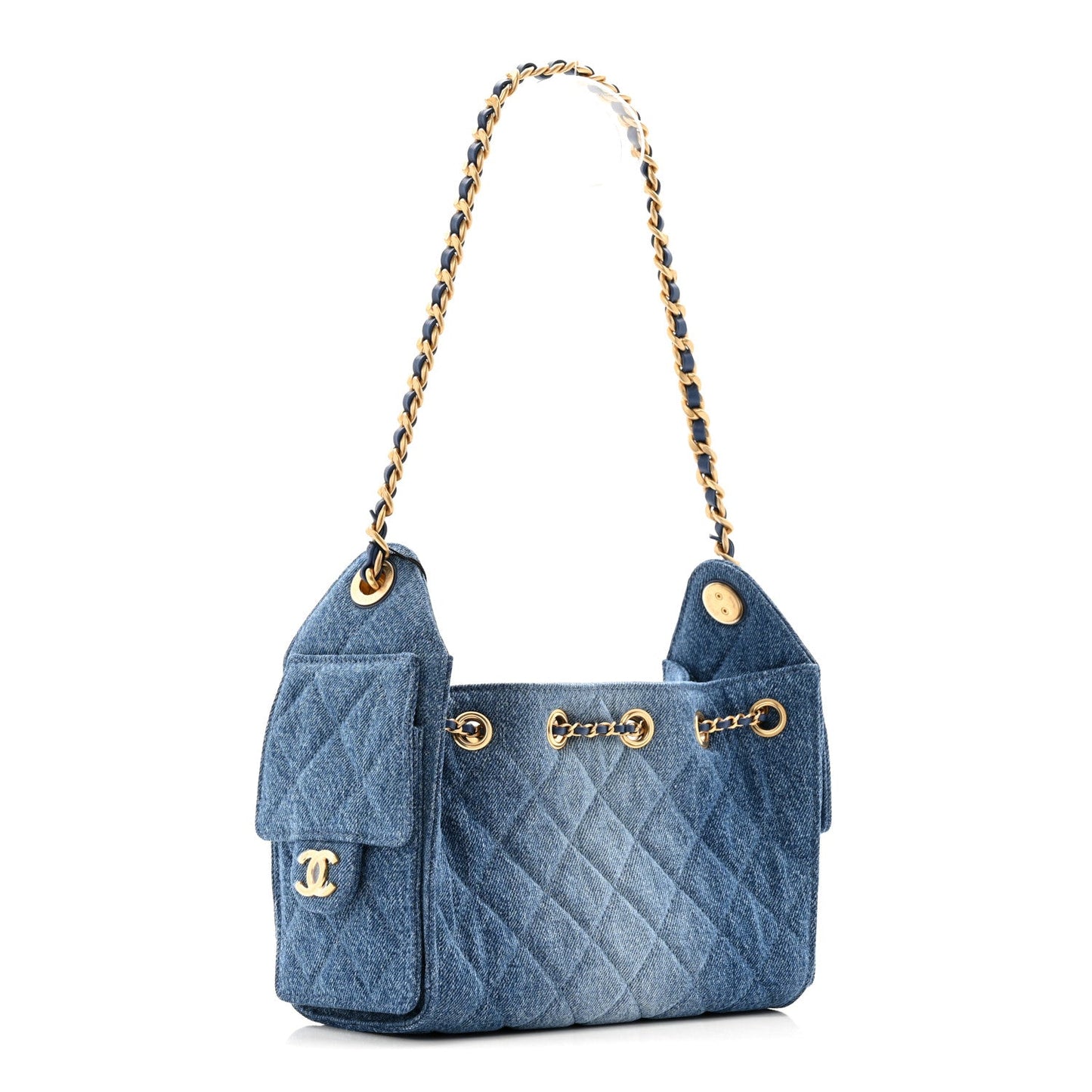 Washed Denim Quilted Mini Chanel 25 Handbag Blue