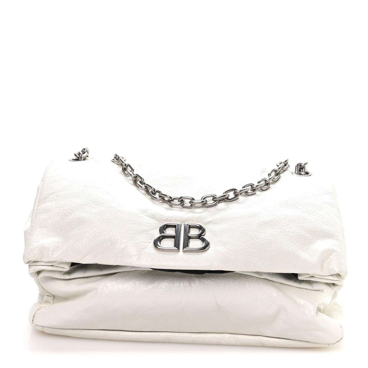 Arena Calfskin Nylon Medium Monaco Chain Shoulder Bag Optic White