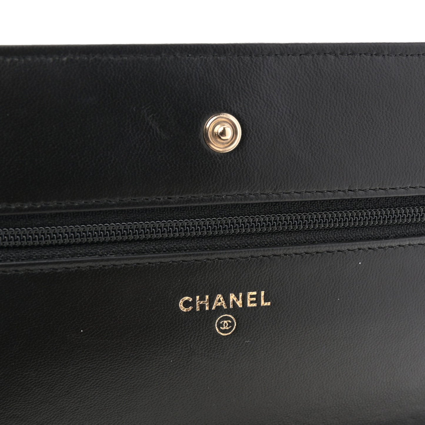 Lambskin Chevron Quilted Wallet On Chain WOC Black
