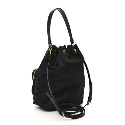 Saffiano Tessuto Nylon Mini Bucket Crossbody Bag Black
