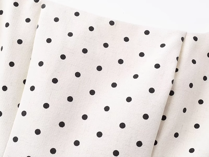 2025 Summer New Apricot Polka Dot Waist Square Neck A-line Short Suspender Dress R0907