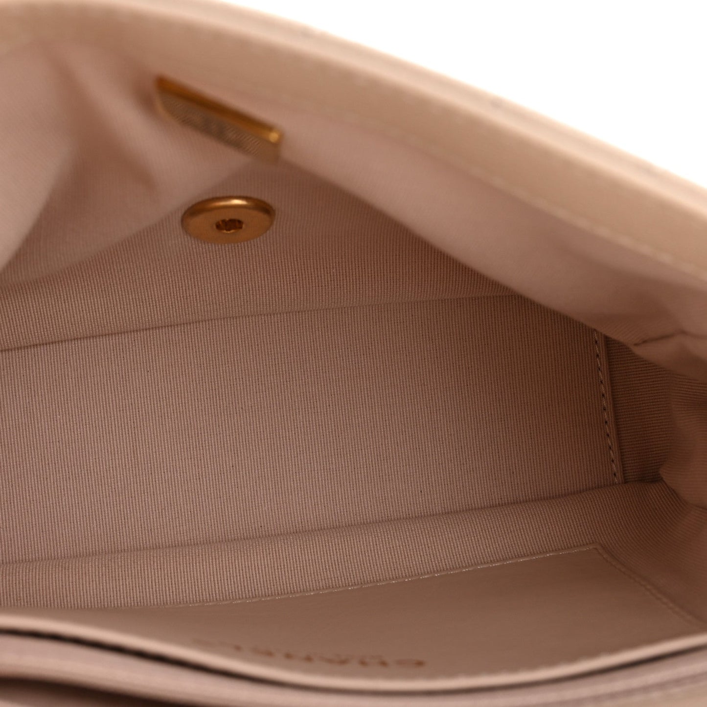 Shiny Caviar Quilted Mini Top Handle Flap Ecru
