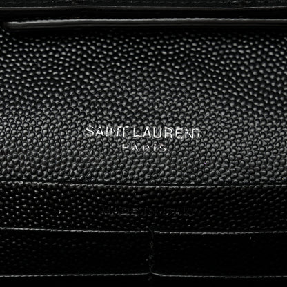 Grain De Poudre Matelasse Chevron Monogram Chain Wallet Black