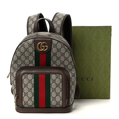 GG Supreme Monogram Calfskin Web Small Ophidia Day Backpack Beige Ebony New Acero
