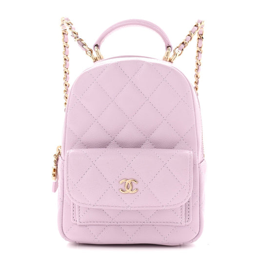 Caviar Quilted CC Mini Classic Backpack Light Purple