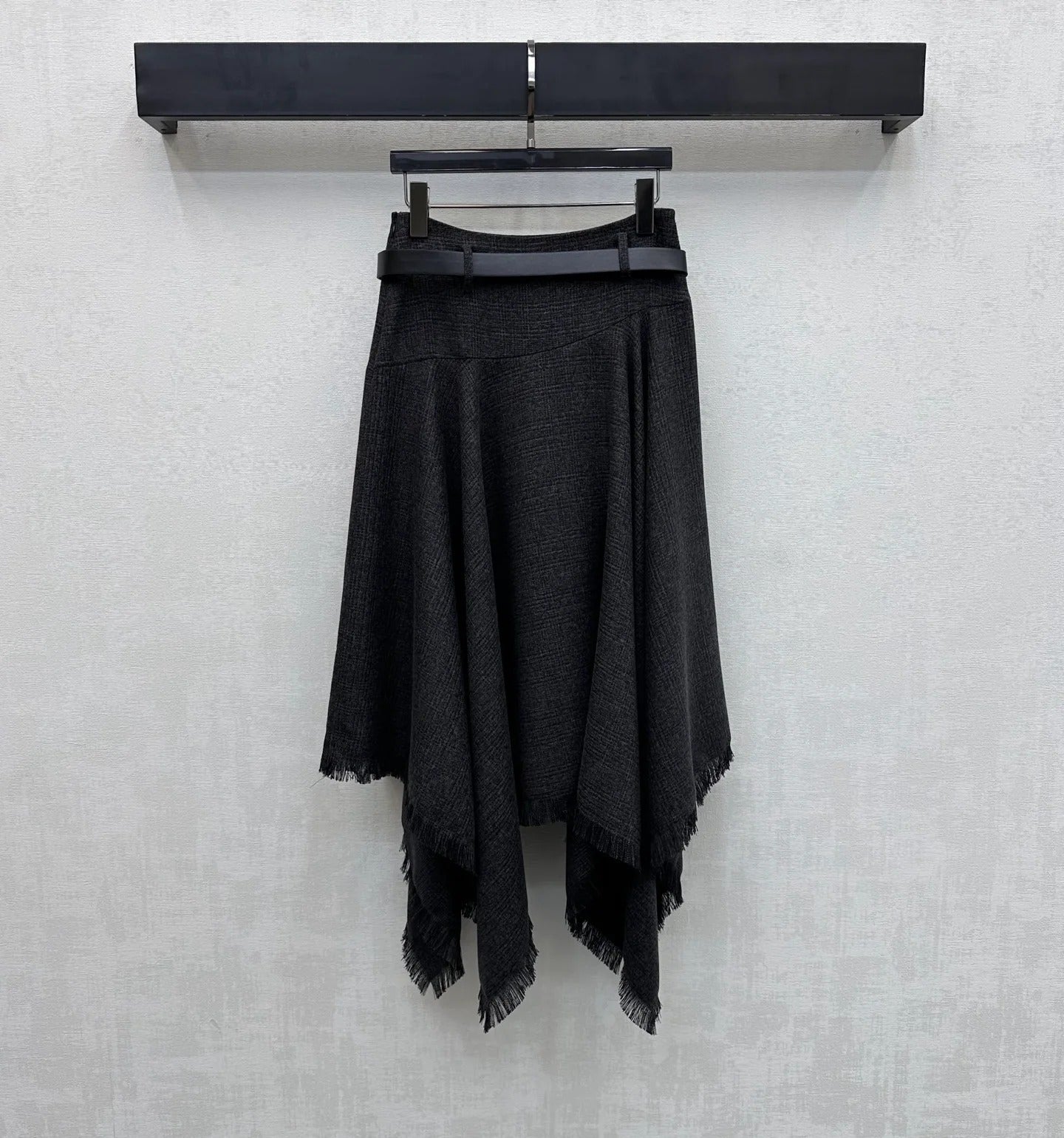 Miu Miu 2026 Asymmetrical Skirt With A Belted Waist Gray Polyester