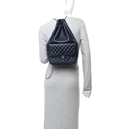 Lambskin Quilted Large In Seoul Backpack Navy