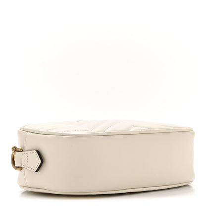 Calfskin Matelasse Small GG Marmont Chain Shoulder Bag White