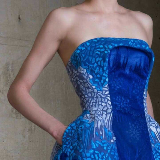 Blue high-end tube top waist slim fit sexy short skirt homecoming dress R3721