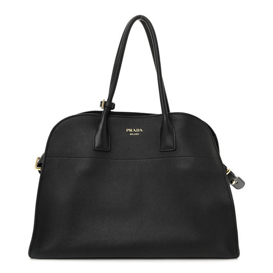 Soft Grain Calfskin Large Tote Bag Black