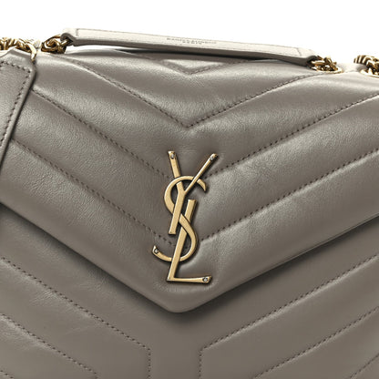 Calfskin Y Quilted Monogram Small Loulou Chain Satchel Taupe