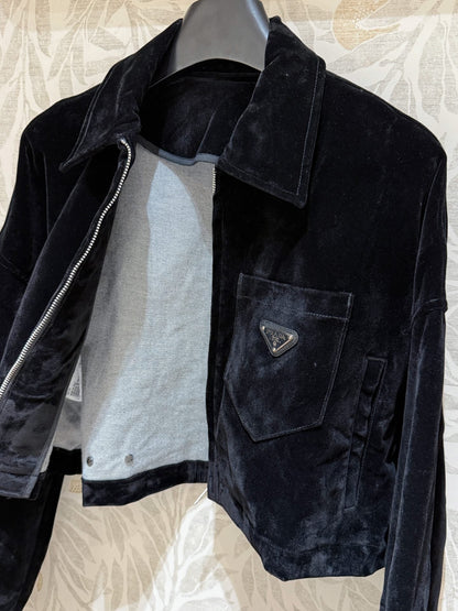 Prada Short Coat Black Velvet