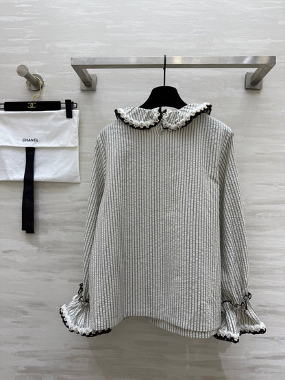 CC Vertical Striped T-shirt Gray Cotton