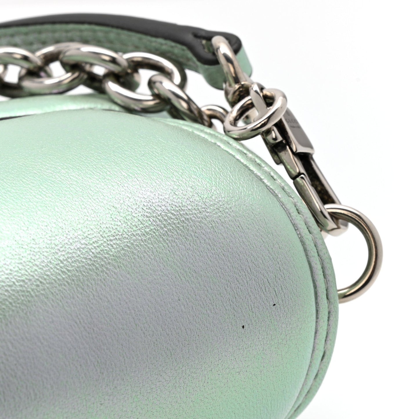 Iridescent Nappa Vertical Matelasse Medium Maxi Horsebit Chain Shoulder Bag Iridescent Salvy Green