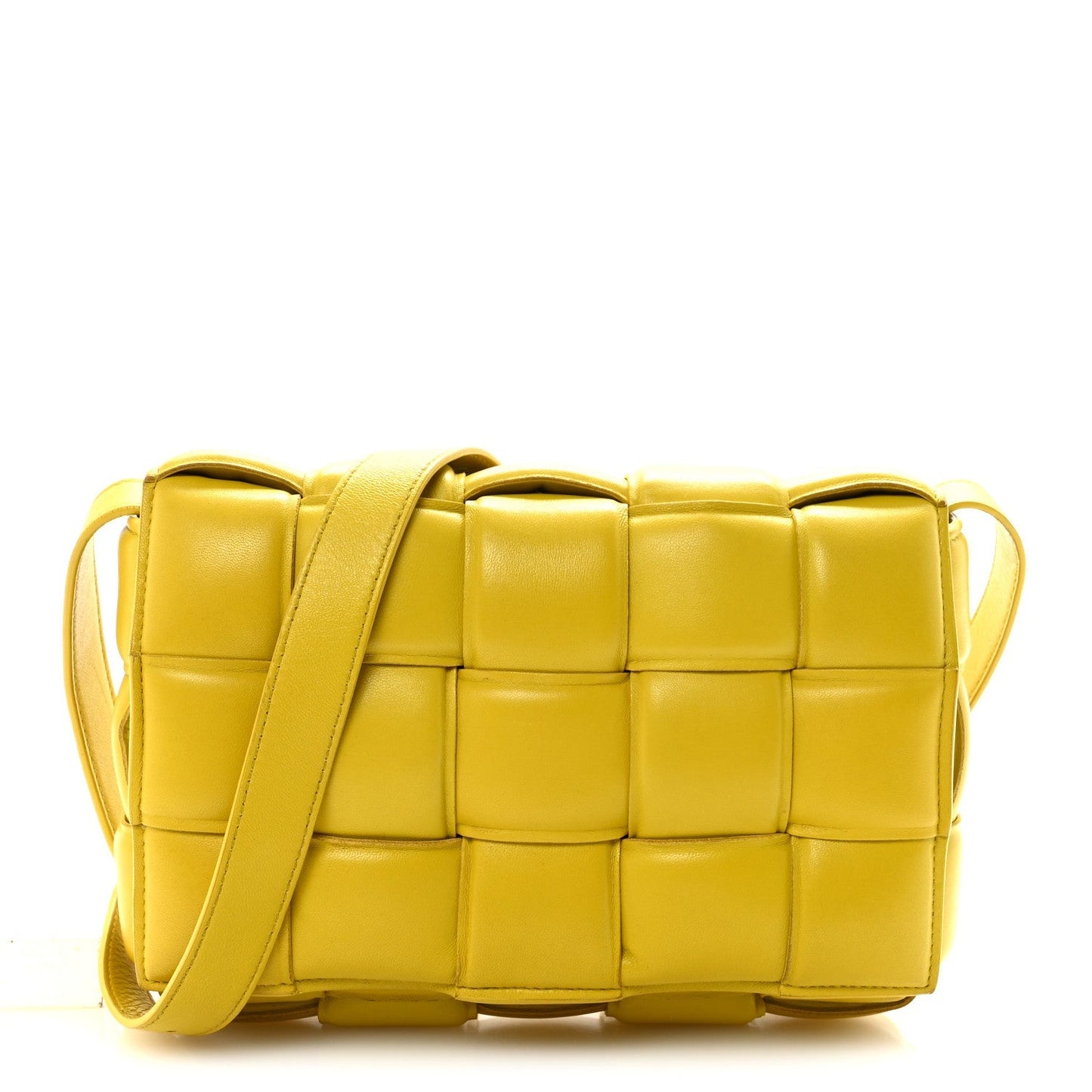Nappa Maxi Intreccio Padded Cassette Crossbody Bag Buttercup