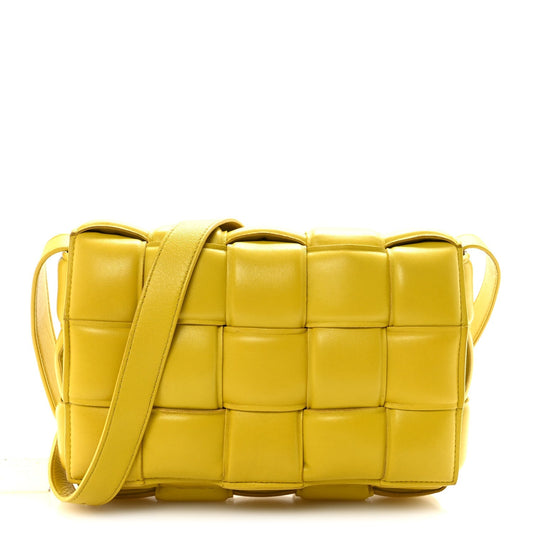 Nappa Maxi Intreccio Padded Cassette Crossbody Bag Buttercup