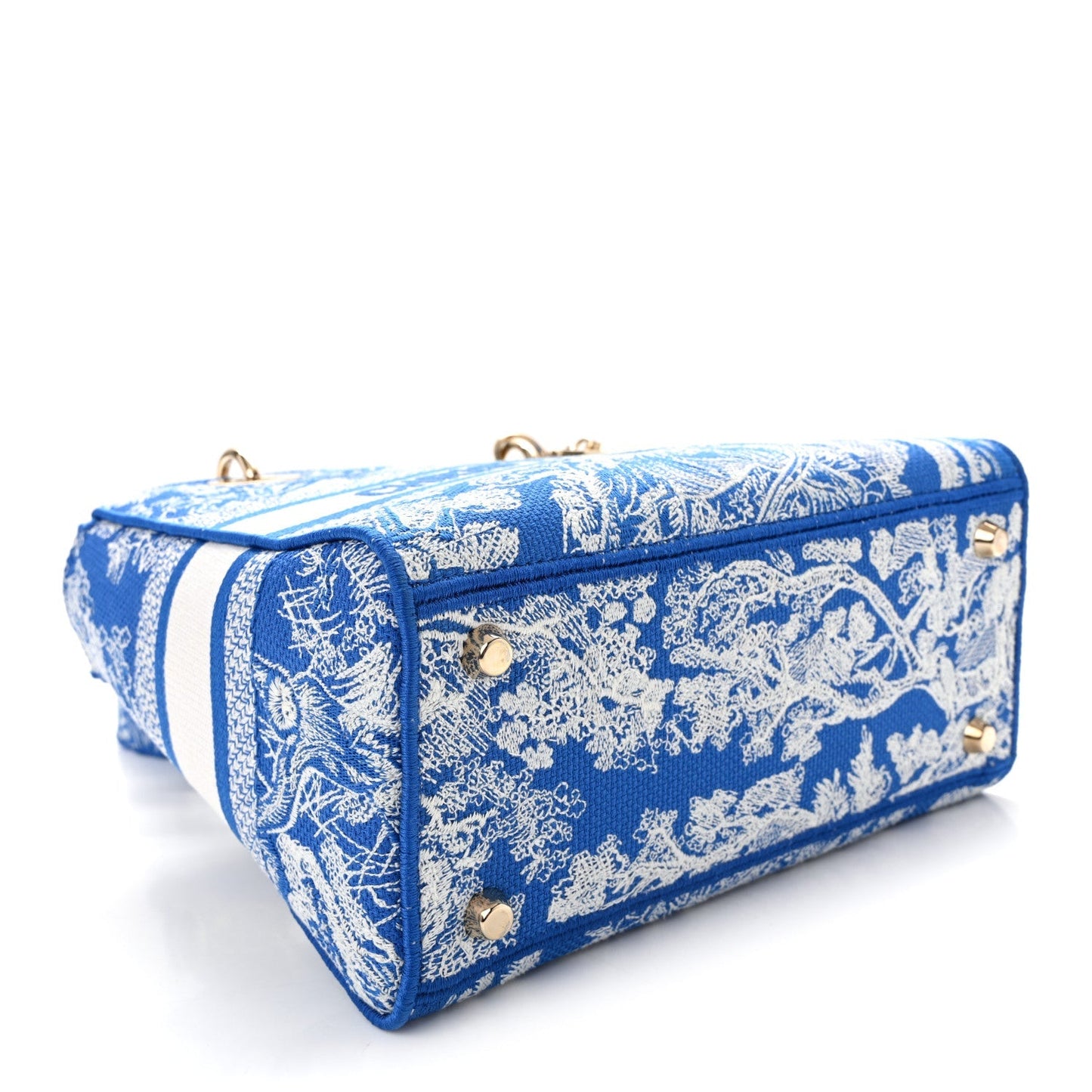 Canvas Toile De Jouy Reverse Embroidered Medium Lady D-Lite Fluorescent Blue