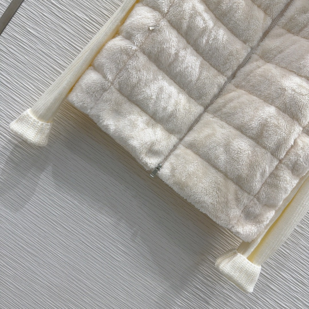 Moncler 25 Jacket White Rabbit Fur Mix Wool