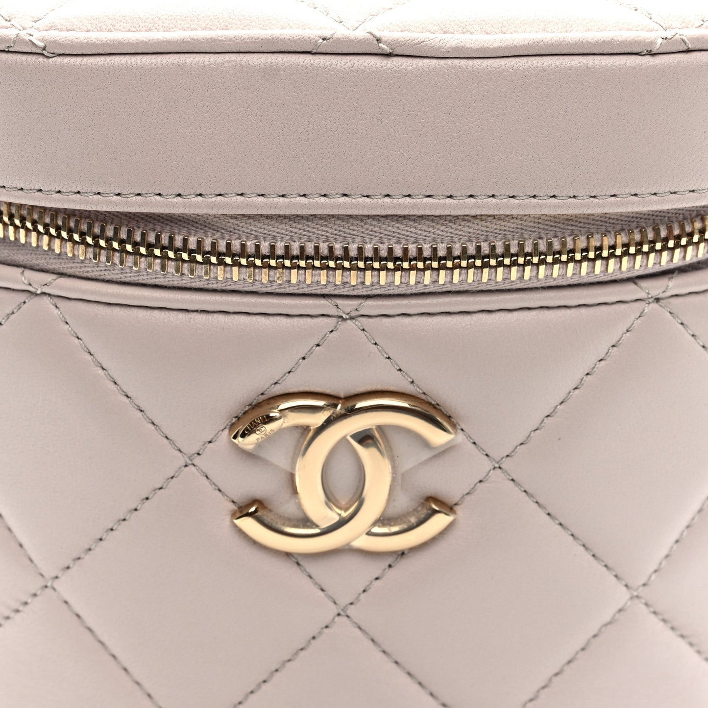 Lambskin Quilted Trendy Vanity Case Lilac