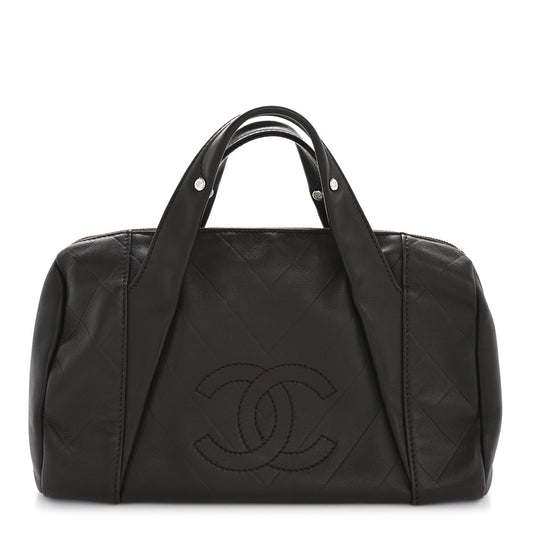 Calfskin Chevron CC All Day Long Boston Brown
