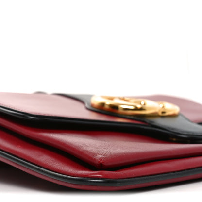 Calfskin Medium Arli Flap Shoulder Bag New Cherry Red Black