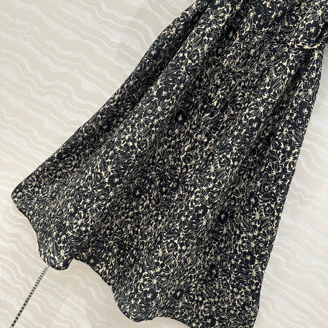 Celine Dress Black mix Beige Silk Viscose