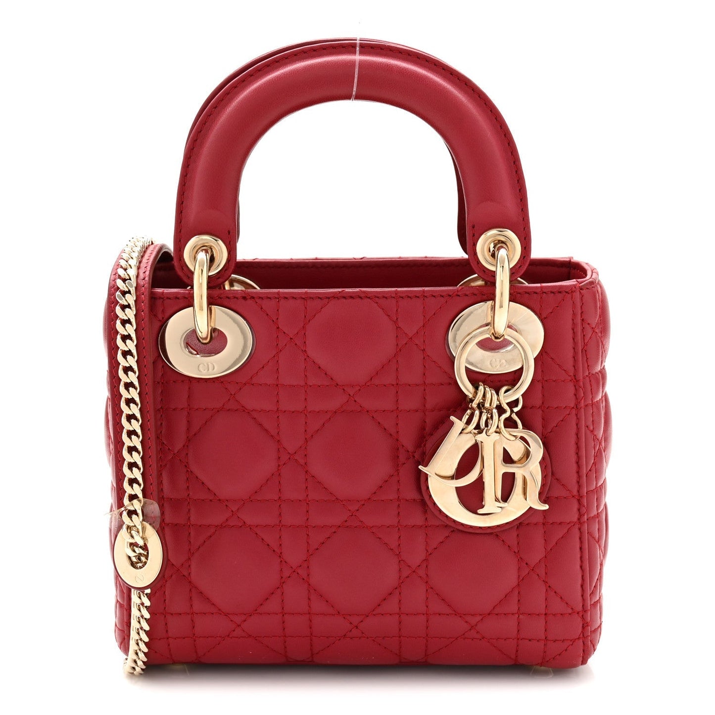 Lambskin Cannage Mini Lady Dior Red