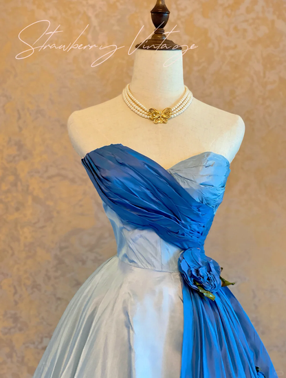 Vintage Sweetheart 3D Floral Strapless A-Line Satin Homecoming Dress Party Dress Short Cocktail Dress TP5160