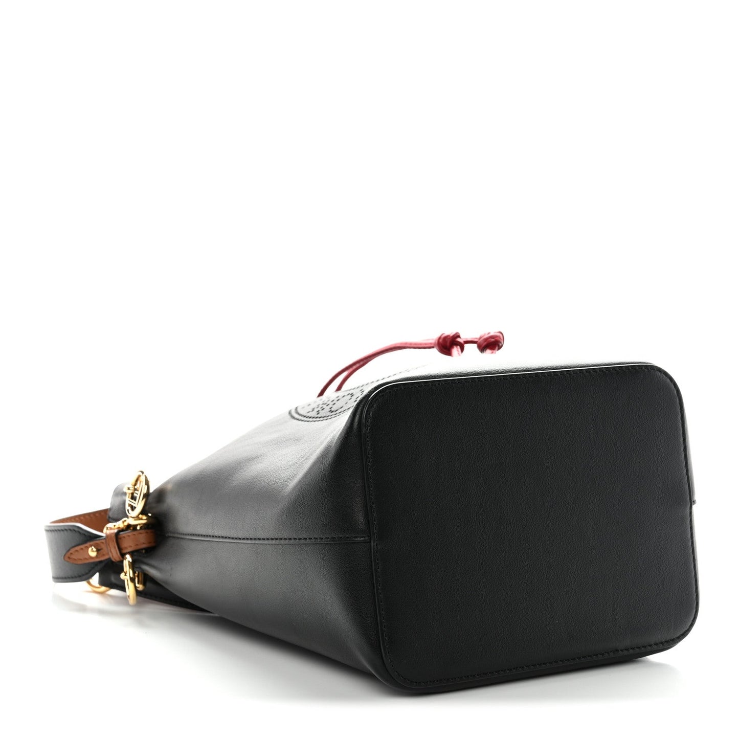 Vitello Grace F is Fendi Stamp Patch Perforated Small Mon Tresor Bucket Bag Black