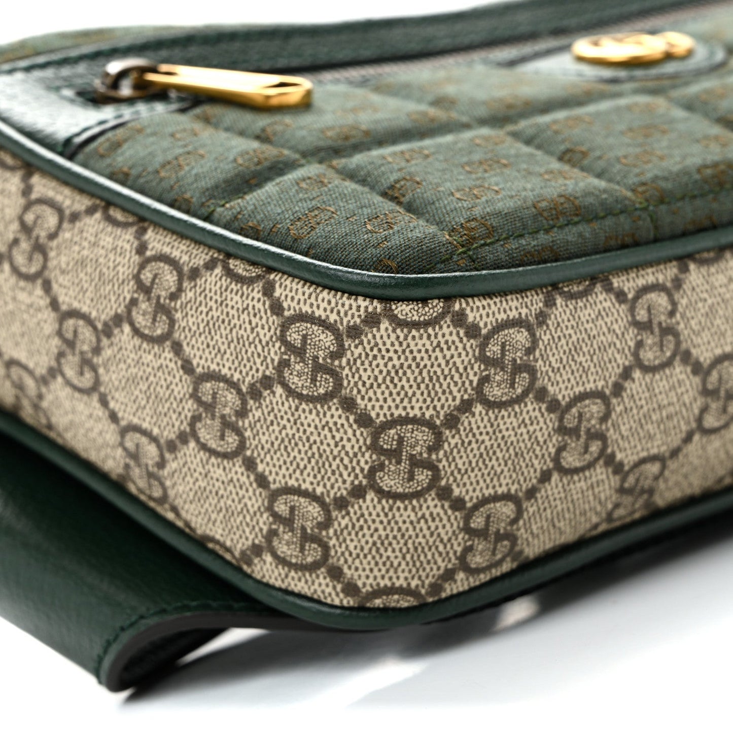 Monogram GG Mignon Textured Dollar Calfskin GG Supreme Monogram Quilted Mini GG Belt Bag Green Beige Ebony