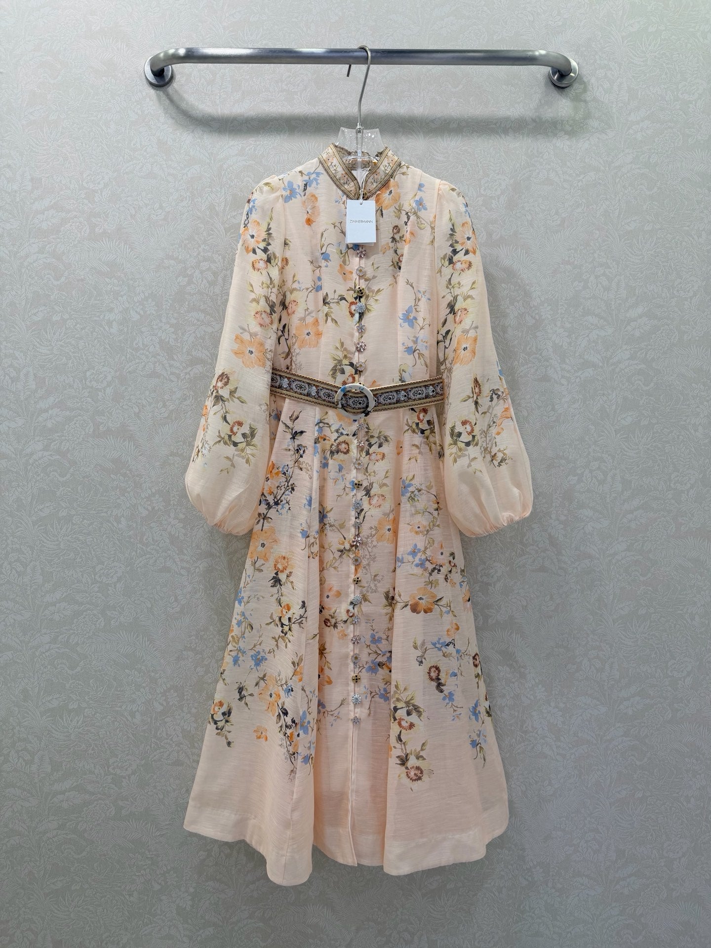 Zimmermann Rebellion Button Midi Dress Cream Aviary Cotton 342125