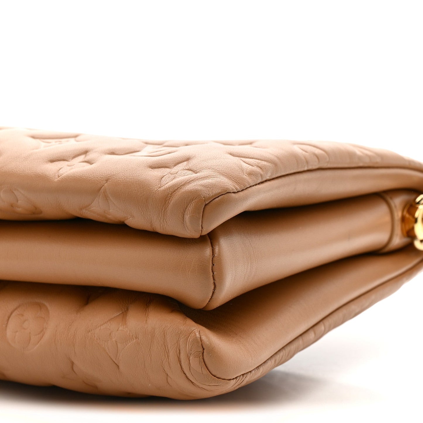 Lambskin Embossed Monogram Coussin PM Camel