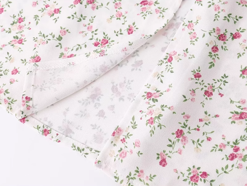 2025 summer new French pink floral girl age-reducing waist long dress R0921