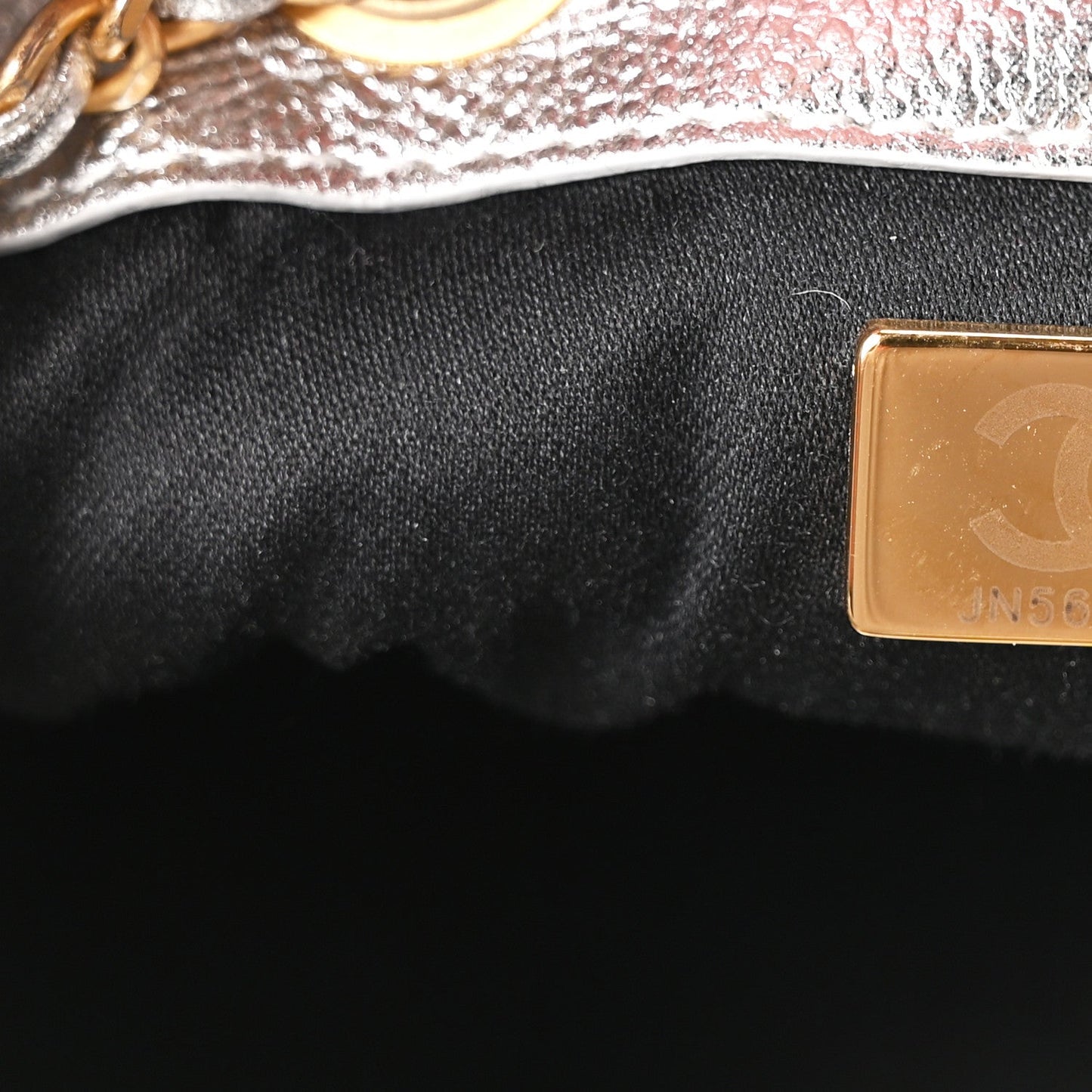 Metallic Caviar Quilted Small Chanel 25 Handbag Silver