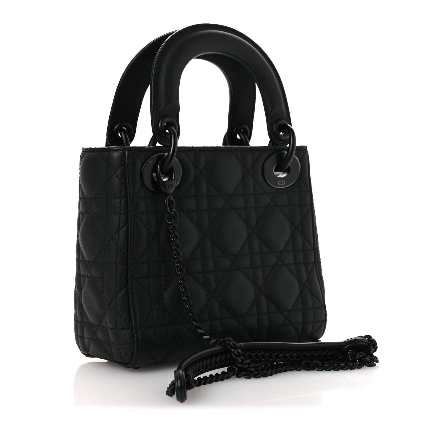 Ultra Matte Calfskin Cannage Mini Lady Dior Black