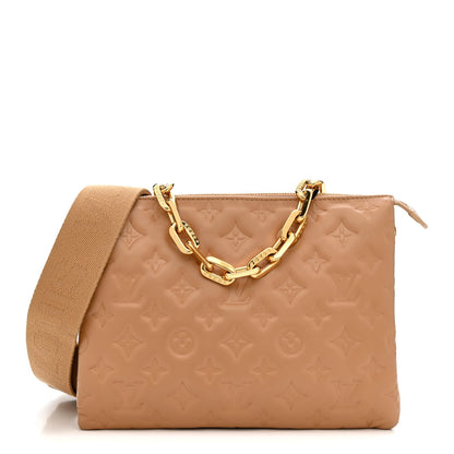 Lambskin Embossed Monogram Coussin PM Camel