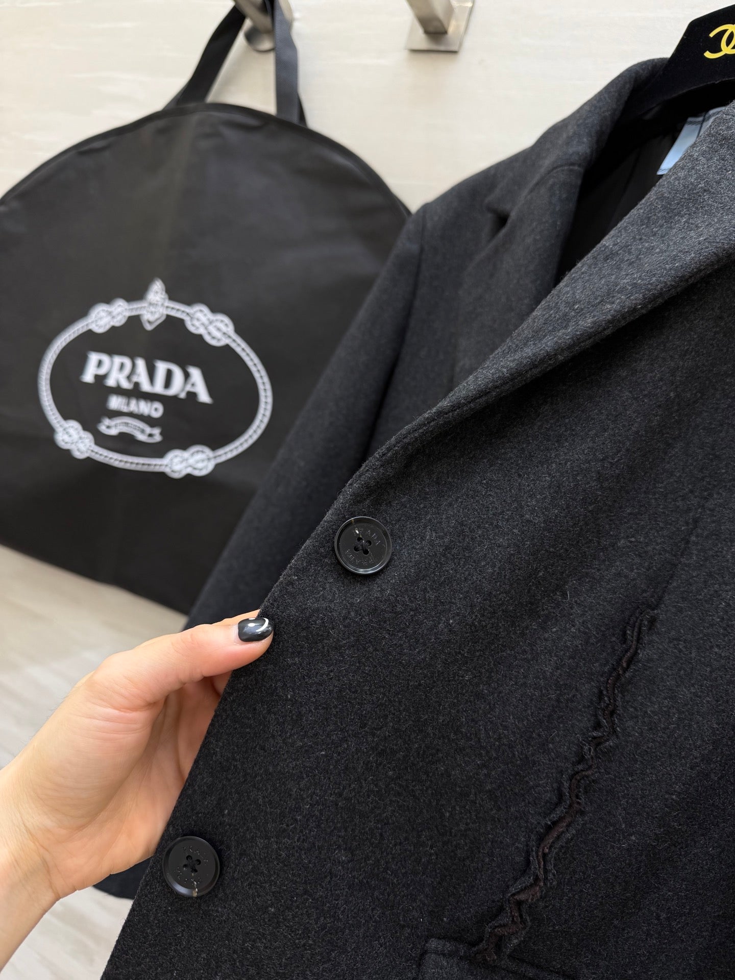 Prada 26s Blazer Dark Grey Wool Blend Fabric 855443