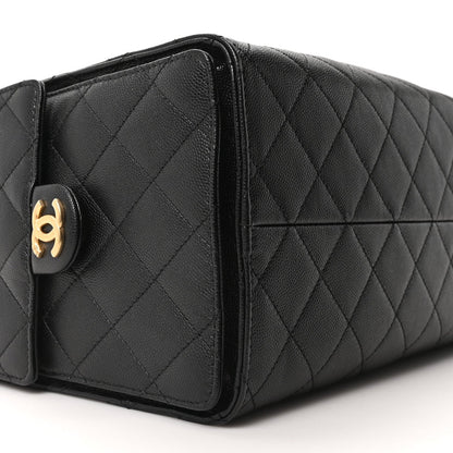 Caviar Quilted Medium Chanel 25 Handbag Black